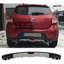 Fruens Dacia Sandero Difüzör Arka Tampon Eki 4 Egzoz Çıkışlı Gri