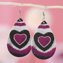 Babmu Love Çift Taraflı Baskılı Pu Deri Küpe (Yurt Dışından)