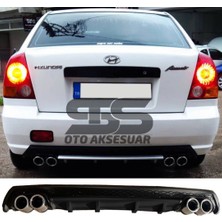 Hyundai Accent Admire Difüzör Arka Tampon Eki 4 Egzoz Çıkışlı Siyah Lüx Tip