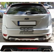Fruens Ford Focus 2 Hb Difüzör Arka Tampon Eki 2 Egzoz Çıkışlı Siyah Reflektörlü