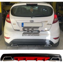 Fruens Ford Fiesta Mk7 Difüzör Arka Tampon Eki 2 Egzoz Çıkışlı Kırmızı Lüx Tip