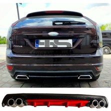 Fruens Ford Focus 2 Hb Difüzör Arka Tampon Eki 4 Egzoz Çıkışlı Kırmızı Lüx Tip
