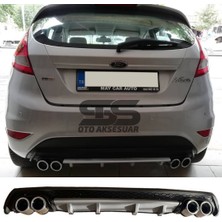 Fruens Ford Fiesta Mk7 Difüzör Arka Tampon Eki 4 Egzoz Çıkışlı Gri Lüx Tip