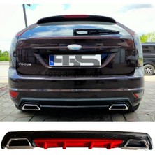 Ford Focus 2 Hb Difüzör Arka Tampon Eki 2 Egzoz Çıkışlı Kırmızı Lüx Tip