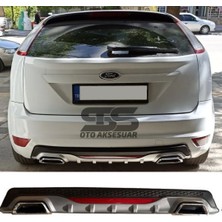 Fruens Ford Focus 2 Hb Difüzör Arka Tampon Eki 2 Egzoz Çıkışlı Gri Reflektörlü