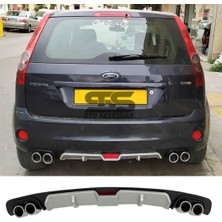 Ford Fiesta 2003-2008 Difüzör Arka Tampon Eki 4 Egzoz Çıkışlı Gri