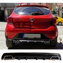 Fruens Dacia Sandero Difüzör Arka Tampon Eki 2 Egzoz Çıkışlı Siyah Lüx Tip