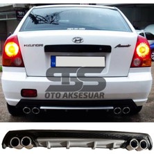 Fruens Hyundai Accent Admire Difüzör Arka Tampon Eki 4 Egzoz Çıkışlı Gri Lüx Tip