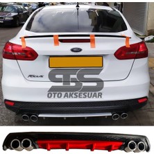 Ford Focus 3 Difüzör Arka Tampon Eki 4 Egzoz Çıkışlı Kırmızı Lüx Tip