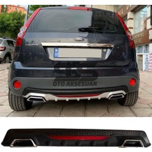 Ford Fiesta 2003-2008 Difüzör Arka Tampon Eki 2 Egzoz Çıkışlı Siyah Reflektörlü