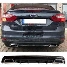Fruens Ford Focus 3 Difüzör Arka Tampon Eki 2 Egzoz Çıkışlı Siyah Lüx Tip