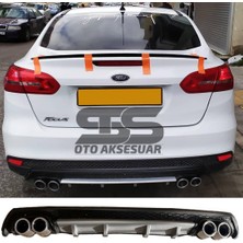 Fruens Ford Focus 3 Difüzör Arka Tampon Eki 4 Egzoz Çıkışlı Gri Lüx Tip