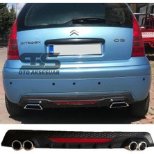 Fruens Citroen C3 Difüzör Arka Tampon Eki 4 Egzoz Çıkışlı Siyah Lüx Tip
