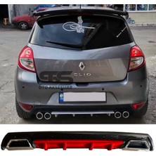 Fruens Renault Clio 3 Difüzör Arka Tampon Eki 2 Egzoz Çıkışlı Kırmızı Lüx Tip