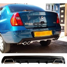 Fruens Ranault Clio 2 Sedan Difüzör Arka Tampon Eki 2 Egzoz Çıkışlı Siyah Lüx Tip