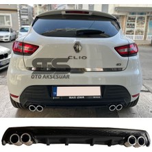 Renault Clio 4 Difüzör Arka Tampon Eki 4 Egzoz Çıkışlı Siyah Lüx Tip