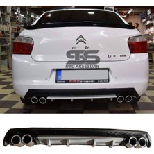 Fruens Citroen C-Elysee Difüzör Arka Tampon Eki 4 Egzoz Çıkışlı Gri Lüx Tip