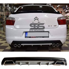 Fruens Citroen C-Elysee Difüzör Arka Tampon Eki 2 Egzoz Çıkışlı Gri Lüx Tip