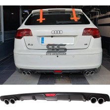 Fruens Audi A3 2003-2007 Difüzör Arka Tampon Eki 4 Egzoz Çıkışlı Siyah