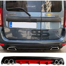 Dacia Logan Difüzör Arka Tampon Eki 4 Egzoz Çıkışlı Kırmızı Lüx Tip