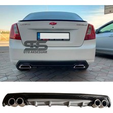 Chevrolet Lacetti Difüzör Arka Tampon Eki 4 Egzoz Çıkışlı Gri Lüx Tip
