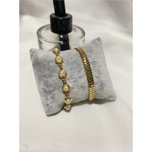 Bers Aksesuar Kadın Altın Kaplama Orijinal Faturalı Kombin Bileklik Seti