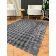 Saraz Halı Bubble Antrasit Yumuşacık Tavşan Tüyü Modern Halı Yıkanabilir Polyester Malzeme
