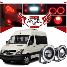 Mercedes - Benz Sprinter Uyumlu, Universal Mercekli LED Angel Sis Farı, 76MM Kırmızı Renk