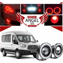 Fruens Ford Transit Tüm Modeller Uyumlu, Universal Mercekli LED Angel Sis Farı, 76MM Kırmızı Renk