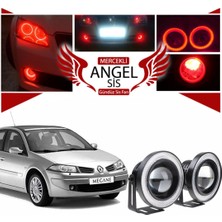 Renault Megane 2 Uyumlu, Universal Mercekli LED Angel Sis Farı, 76MM Kırmızı Renk