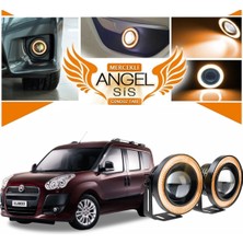 Fiat Doblo D3 Uyumlu, Universal Mercekli LED Angel Sis Farı, 76MM Turuncu Renk