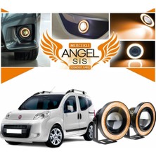 Fiat Fiorino Uyumlu, Universal Mercekli LED Angel Sis Farı, 76MM Turuncu Renk