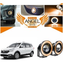 Dacia Lodgy Uyumlu, Universal Mercekli LED Angel Sis Farı, 76MM Turuncu Renk