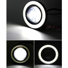 Fiat Doblo D3 Uyumlu, Universal Mercekli LED Angel Sis Farı, 76MM Beyaz Renk