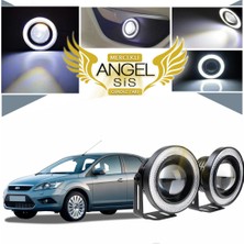 Ford Focus 2,5 Uyumlu, Universal Mercekli LED Angel Sis Farı, 76MM Beyaz Renk