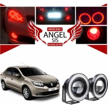 Dacia Logan Uyumlu, Universal Mercekli LED Angel Sis Farı, 76MM Kırmızı Renk
