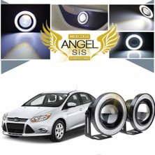 Ford Focus 3 Uyumlu, Universal Mercekli LED Angel Sis Farı, 76MM Beyaz Renk