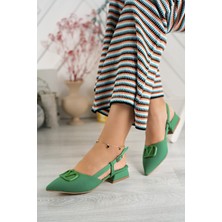 Suins Della Kadın Kısa Topuklu Ayakkabı V Tokalı Ayakkabı