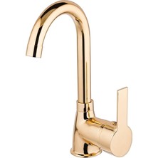 Kca Armatür Kca Ful Gold Altın Banyo Lavabo Bataryası Musluğu Çeşmesi Çift Su Girişli