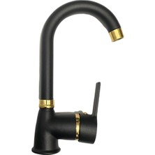 Kca Armatür Kca Siyah Gold Lüx Banyo Lavabo Prime Kalite Musluk Batarya Çeşme