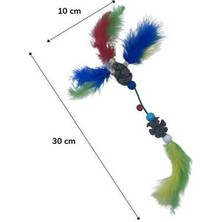Petinka Petinka® Tüylü Tahta Boncuklu Zilli Kedi Oyuncağı Çok Renkli Kedi Oyuncak