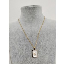 Hg.Aksesuar Kadın Sedef Taşlı Çelik B Harf Kolye