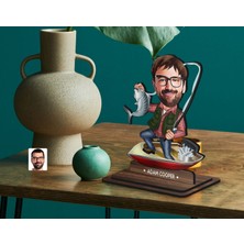 Bk Gift Kişiye Özel Balıkçı Karikatürlü Ahşap Biblo-7 , Arkadaşa Hediye , Sevgiliye Hediye, Kişiye Özel Biblolar