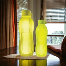 Tupperware Eco Şişe Sarı Vidalı Kapak 750ML ve Kolay Kapak 1.5 Lt Matara Suluk 2 Li Set