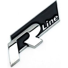 Cms Volkswagen R Line Ön Panjur Logosu Siyah Metal Arması - R Line Siyah Ön Panjur Logosu