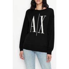 Armani Exchange Bisiklet Yaka Normal Baskılı Siyah Kazak Kadın 8NYM7A