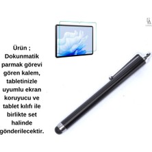 Coolacs Samsung Galaxy Tab A9 Plus SM-X210 Uyumlu Şeffaf Silikon Tablet Kılıfı Ekran Koruyucu ve Kalem Seti