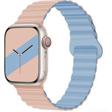 Nezih Case Apple Watch Seri 2/3/4/5/6/7/8/9/se 38MM 40MM 41MM Magnetic Çift Renk Silikon Kordon