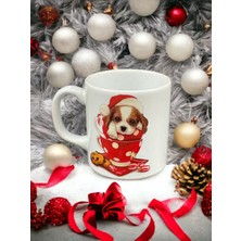 Yzhome 6 Kişilik Seramik Yılbaşı Noel Baskılı Köpek Kupa Bardak Yeni Yıl Hediyesi 300ML