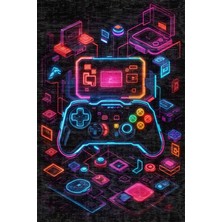 Aida Home Ilyaki Home Console Şönil Gamer Halısı Pamuk Tabanlı Yıkanabilen Kaymaz Oyuncu Odası Gaming Halısı